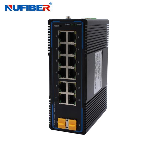NF6212GM-SFP 12 RJ45 Ports Managed Industrial Ethernet Switch with 2 SFP Fiber Ports and Wide Voltage Dual Power Input