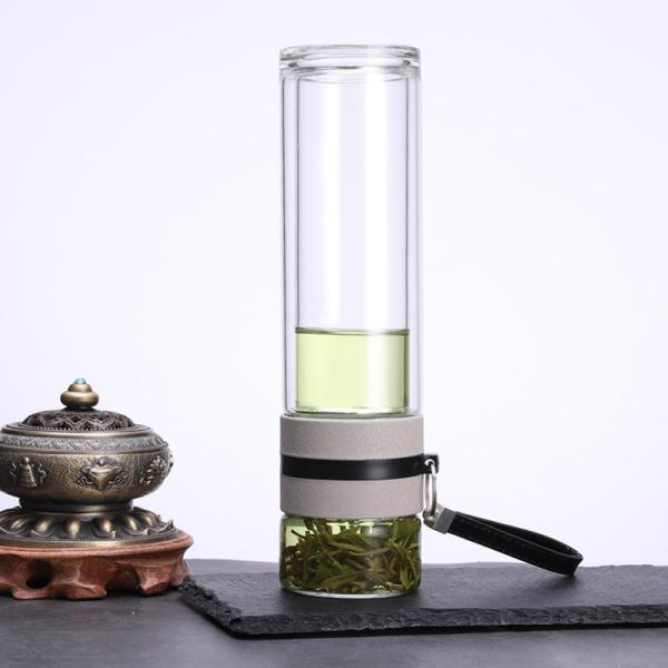 280ml Leak Proof Borosilicate Glass Tea Bottles Drinking With Lids