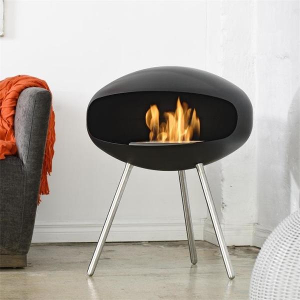 60cm Black Indoor Heater Carbon Steel Smoke Free Bioethanol Fireplace