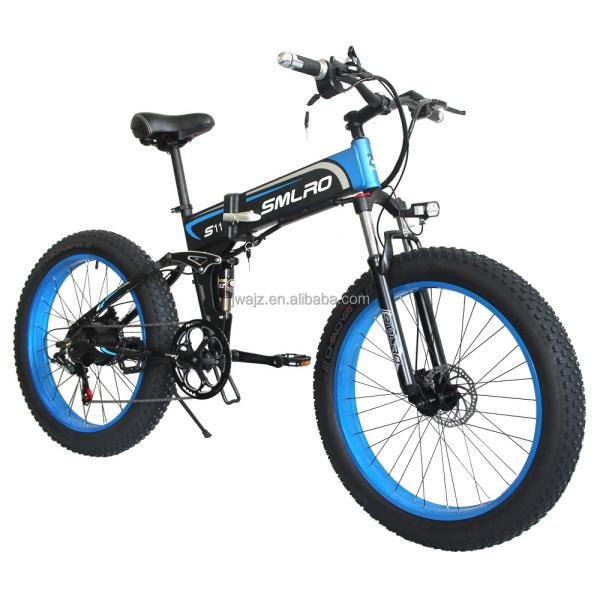 Electric Bike Fat Tire Folding 13AH SMLRO S11 26x4.0 Inch 48V 1000W Motor 7 Speed