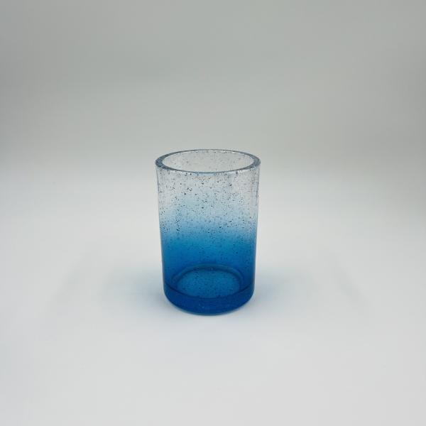 Vêtement bleu ombre accessoires de salle de bain moderne avec forme ronde dispenseur de lotion en verre bouteille accessoires de salle de bain de luxe pinceau