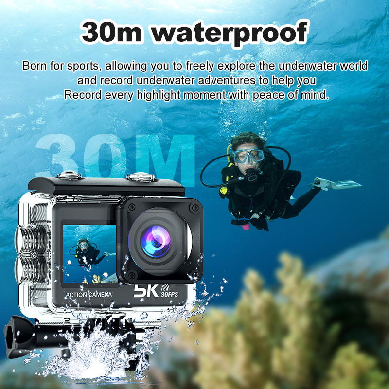 Original Factory Supply 5K Waterproof Action Camera Combine 6 Axis Gyro Hardware Sensing Stabilization Effectively
