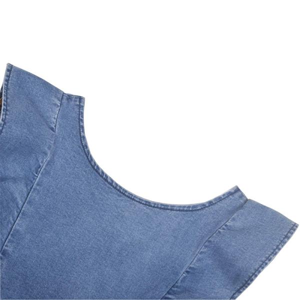 Sleeveless RTS-SKIRT-01 15cm Ladies Denim Dress With Frill