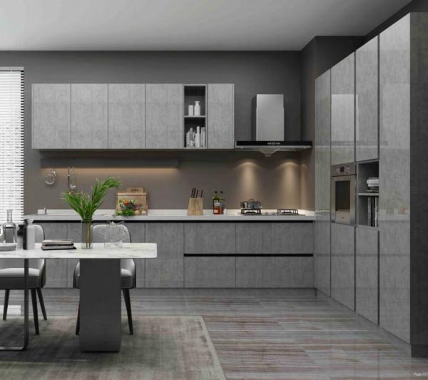 Armários de cozinha luxuosos da madeira maciça de Primery em L forma e com armário alto
