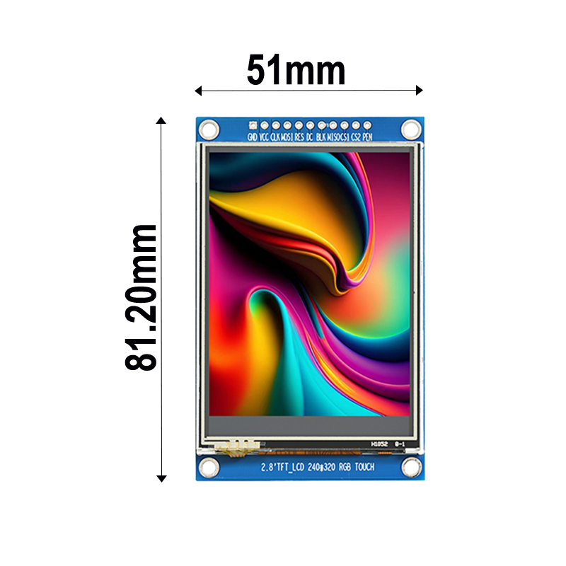 2.8-inch TFT LCD SPI serial port touch screen. Available in touch version or regular version