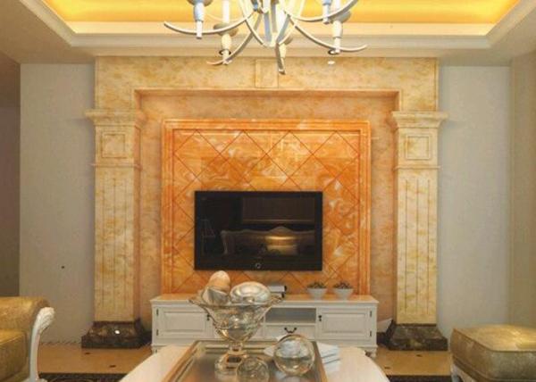 Fashionable Design Honey Onyx Slab , Orange Onyx Marble For TV Background