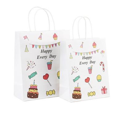 Sacs d'emballage de nourriture à emporter sur mesure Sacs de papier kraft blancs en vrac avec poignée