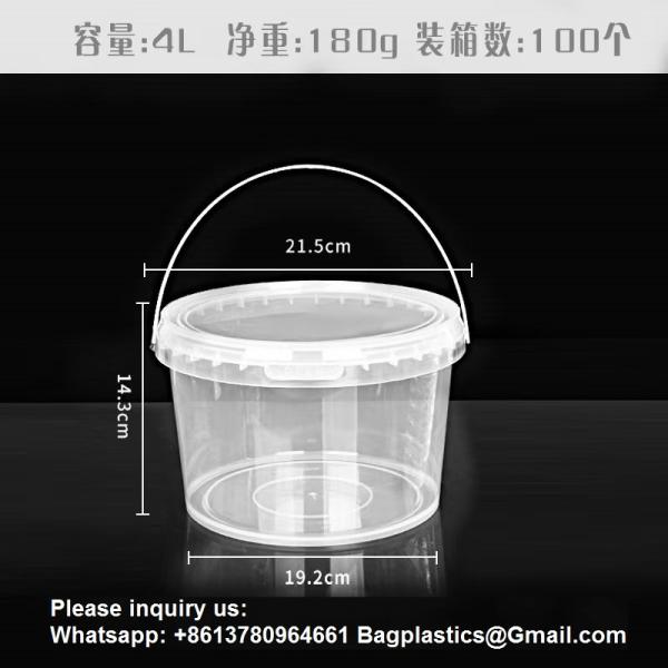 Bucket With Lid, Clear Bucket, Plastic Food Storage Container, Ice Cream Bucket, Reusable Container, Plastic Bucket, Tub With Lid, Storage Container, Round Plastic Pail, BPA Free, Pail With Handle