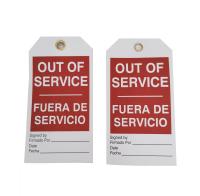 La réparation faite sur e imperméable étiquette l'étiquette rouge blanche Out-of-service Fuera De Servicio