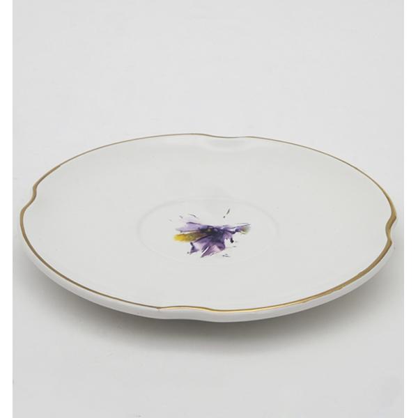 Ceramic Tea Cup And Saucer Set European Style White Stoneware Ceramic Print Coffee Water Mug Cup