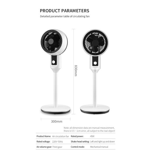 Turbo Mute Technology Electric Household Air Circulation Fan for Pedestal Installation