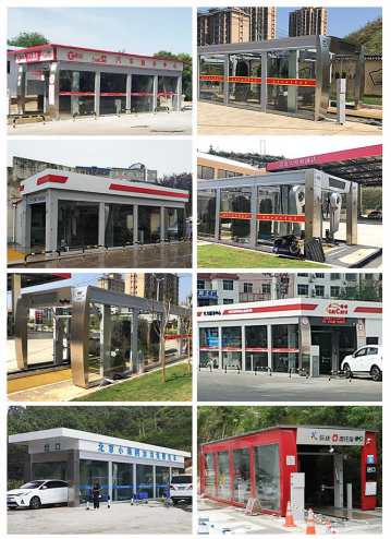 Flatbed Track Tunnel-Type Car Wash Machine 14 BRUSHES 25 METERS