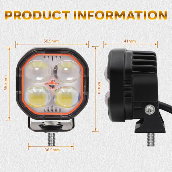 4 LED White Red Yellow Projector Spotlight LED Light For Motorcycle For Car