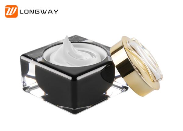 Classic plastic jar Acrylic empty square cosmetic cream packagg black jar 15g 30g