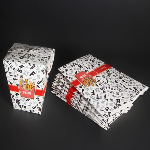 Low price custom printing logo size french fry box white cardboard biodegradable fast food takeaway box