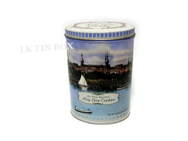 Custom Logo Printed Metal Tin Box For Cookies , Oval Storage Containers