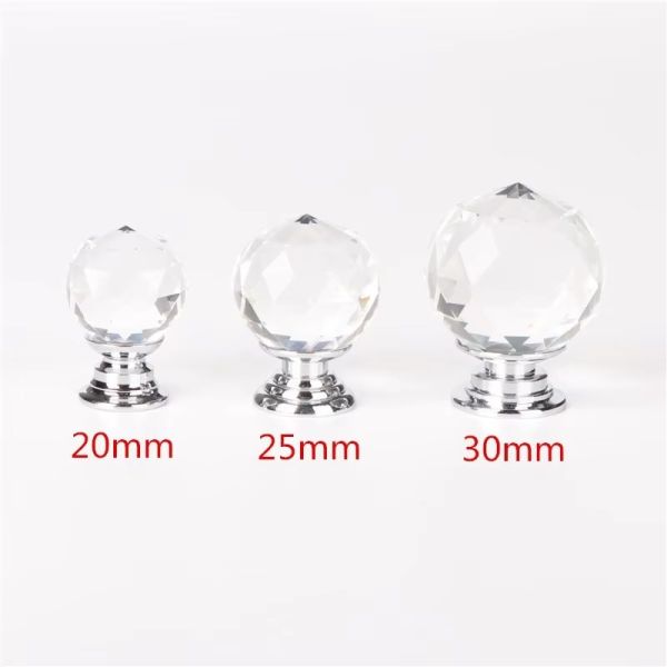 Hardware Accessories Zinc Alloy Wardrobe Knob Pull Kitchen Cabinet Drawer Sphere Ball 20mm Crystal Furniture Handle
