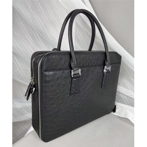 Authentic Ostrich Skin Businessmen Working Travel Purse Laptop Briefcase Genuine Leather Male Large Top-handle Handbag