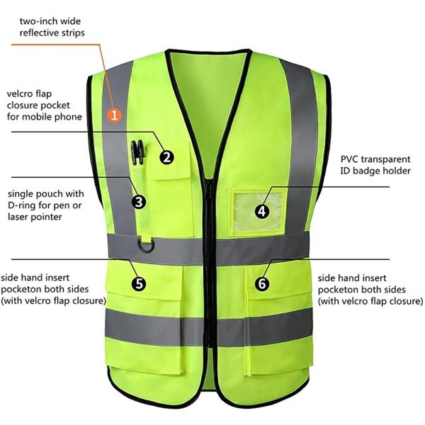 Высокий Vis бежать Bibs Gilet связывает жилет строительной конструкции сада отражательный для людей