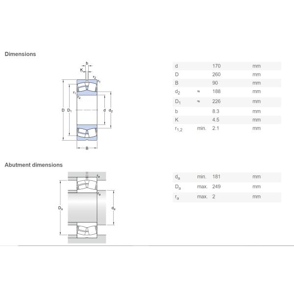FAG 24034E1A.M Spherical Roller Bearing 170 x 260 x 90 MM For Wood Working Machinery