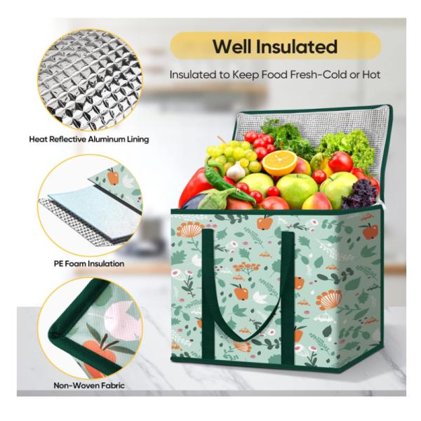 Printing Insulated Reusable Lunch Cooler Bag Collapsible For Grocery Heavy Duty