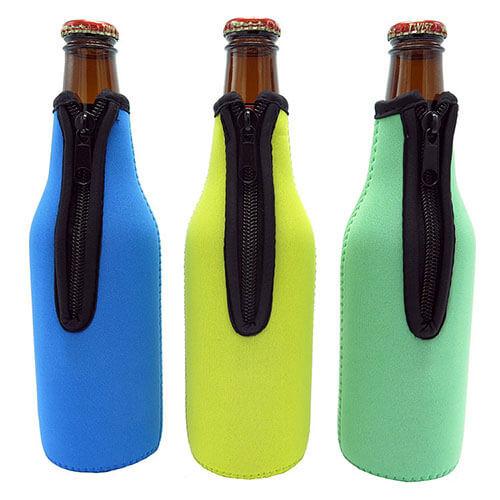 Portable Custom Promotional Bags , Insulted Neoprene Zipper Wine Bottle Carrier