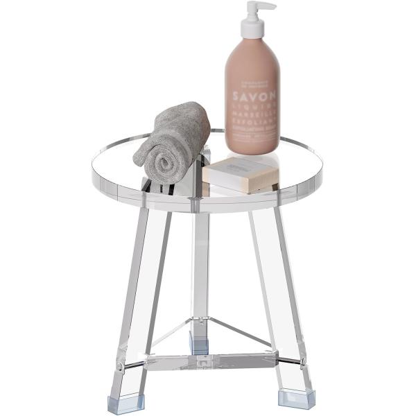 Muebles acrílicos a medida impermeables desmontables Lucita taburete de baño acrílico redondo