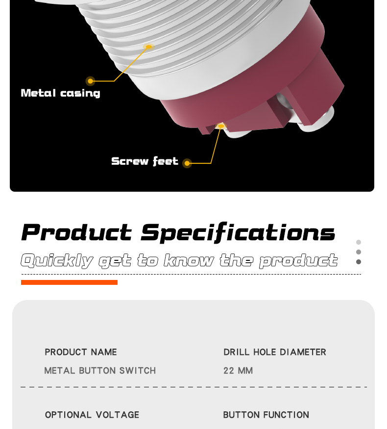 22MM High Current Metal Button Switch 10A Short Screw Terminal Pin Self-Reset Self-Locking High Power Button 22MM High Current Metal Button Switch 10A Short Screw Terminal Pin Self-Reset Self-Locking 