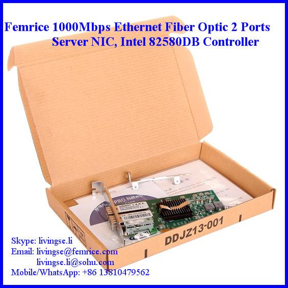 1000Mbps Gigabit Ethernet Dual Port Fiber Optical Network Card 1G2DB580-SFP