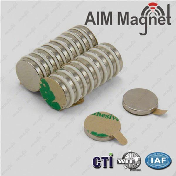 Customized disc magnet with adhesive supplier price D14x1mm