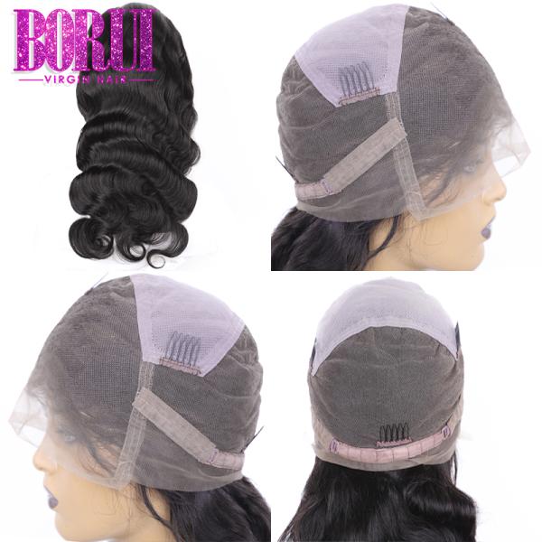 180% Density Full Lace Human Hair Wig , Body Wave Full Lace Wig Brazilian Natral Color