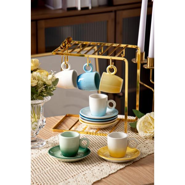 Порцелановый арабский набор турецких чашек из 6 розовых чашек и тарелки