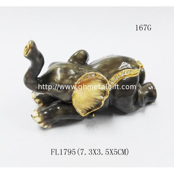 Custom metal elephant shaped vintage jewelry box for promotional gift