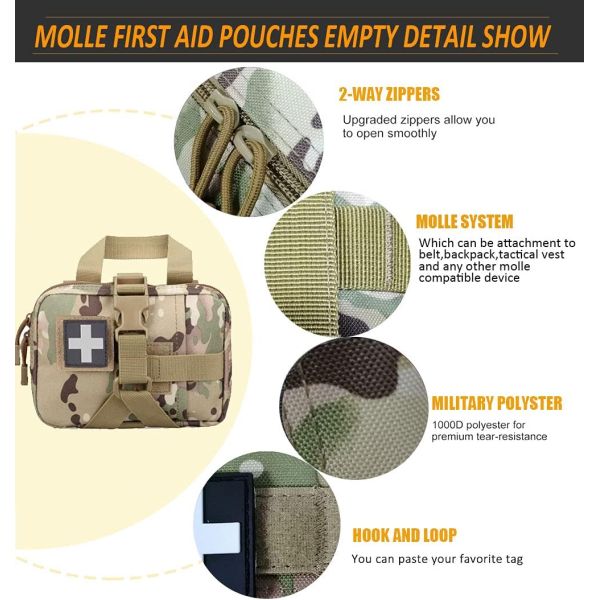 Tactical Medicine Large Capacity IFAK Bag Removable Quick Release Bag Patch Molle First Aid Kit