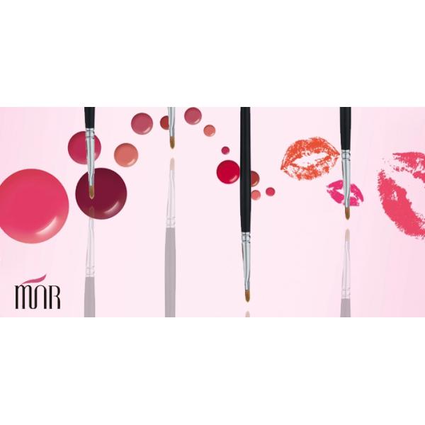 Portable Black Lip Liner Brush Cosmetic Makeup Brushes With Wooden Handle