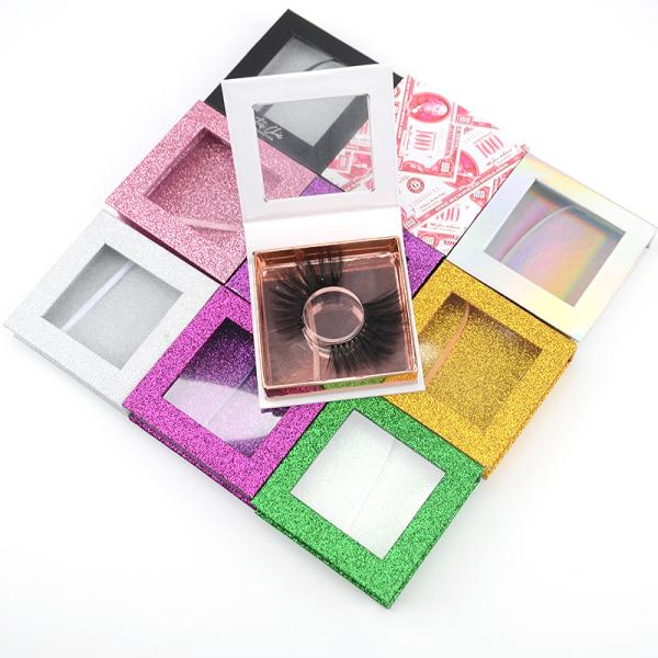 Resuable Glitter Eyelash Paper Box Packaging With Clear Window