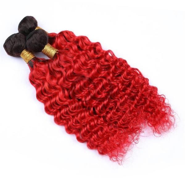 #T1B/Red Deep Wave Remy Human Hair Bundles Sew In Weave Bundles Brazilian Bundle Deals