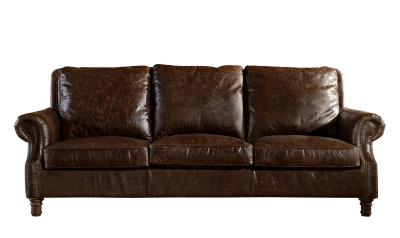 Dark Brown Real Soft Leather Sofa Set , 3 Seater Leather Sofa Couch Settee Sumptuous Type