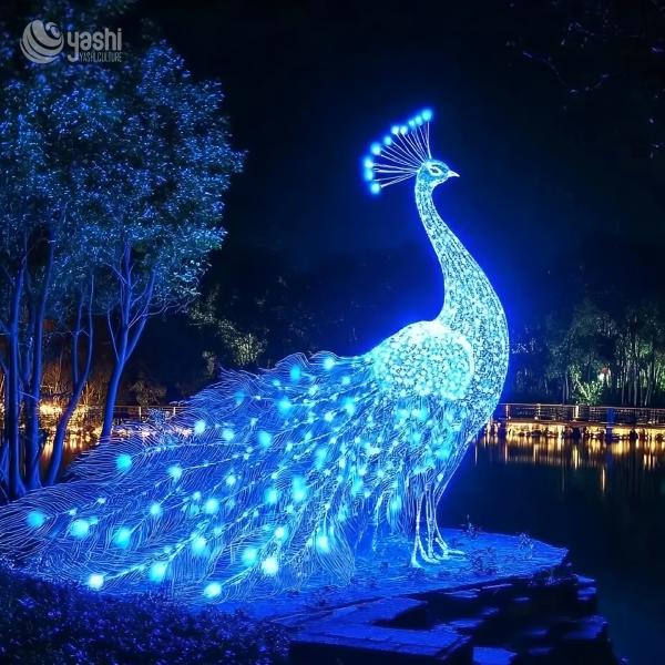 Lifelike Peacock Sculpture Lighting for Zoo and Park Decorations