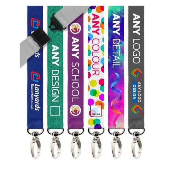 Flat Blank Polyester Lanyards Heat Transfer Sublimation Custom Rainbow Color