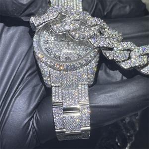VVS polonês excelente Moissanite Diamond Watch Hip Hop Iced para fora olha com