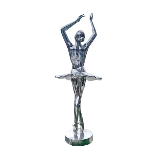 Metal Little Ballet Dancer Sculpture Stainless Steel Silver Female Statues
