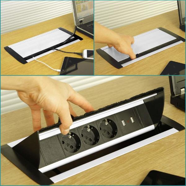 3500 Watts Electric Flip Socket Table Connector Inconspicuous Design Plastic Material