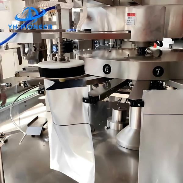Полностью автоматическая вращающаяся сумка упаковочная машина из нержавеющей стали для упаковки продуктов питания