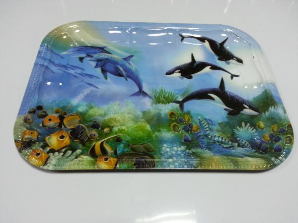 415x310x15hmm pintado pintou bandejas do serviço da lata do metal para o bolo/fruto
