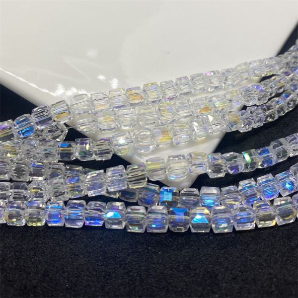 Crystal Square Glass Beads 4mm Cubic Beads Candy Diy Accessories Materials Loose Beads