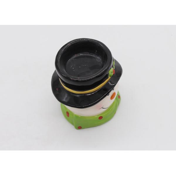 Novelty Ceramic Tea Light Holder , Snowman Candle Tea Light Holder For Christmas