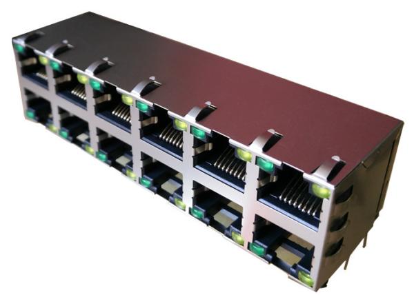 1840257-1 Stacked Rj45 Connectors 2x6 MAG45 Gigabit Ground SHIELD 1840257-2