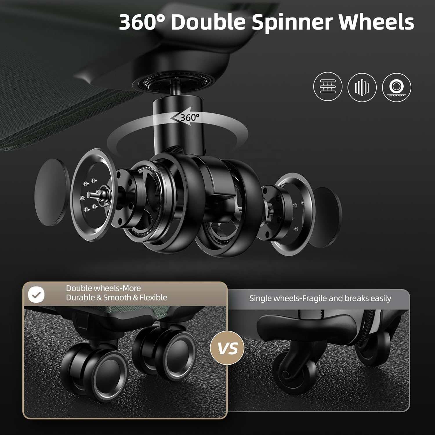 3-Piece Lightweight Expandable Luggage Set Spinner Caster 20/24/28 Inch Dual Wheels TSA Lock-Soft Edge Dual Wheel Spinner Caster