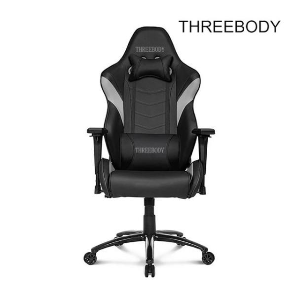 Black And Gray Leather Gaming Chair 360 Degree Swivel Rotation Fire - Retardant